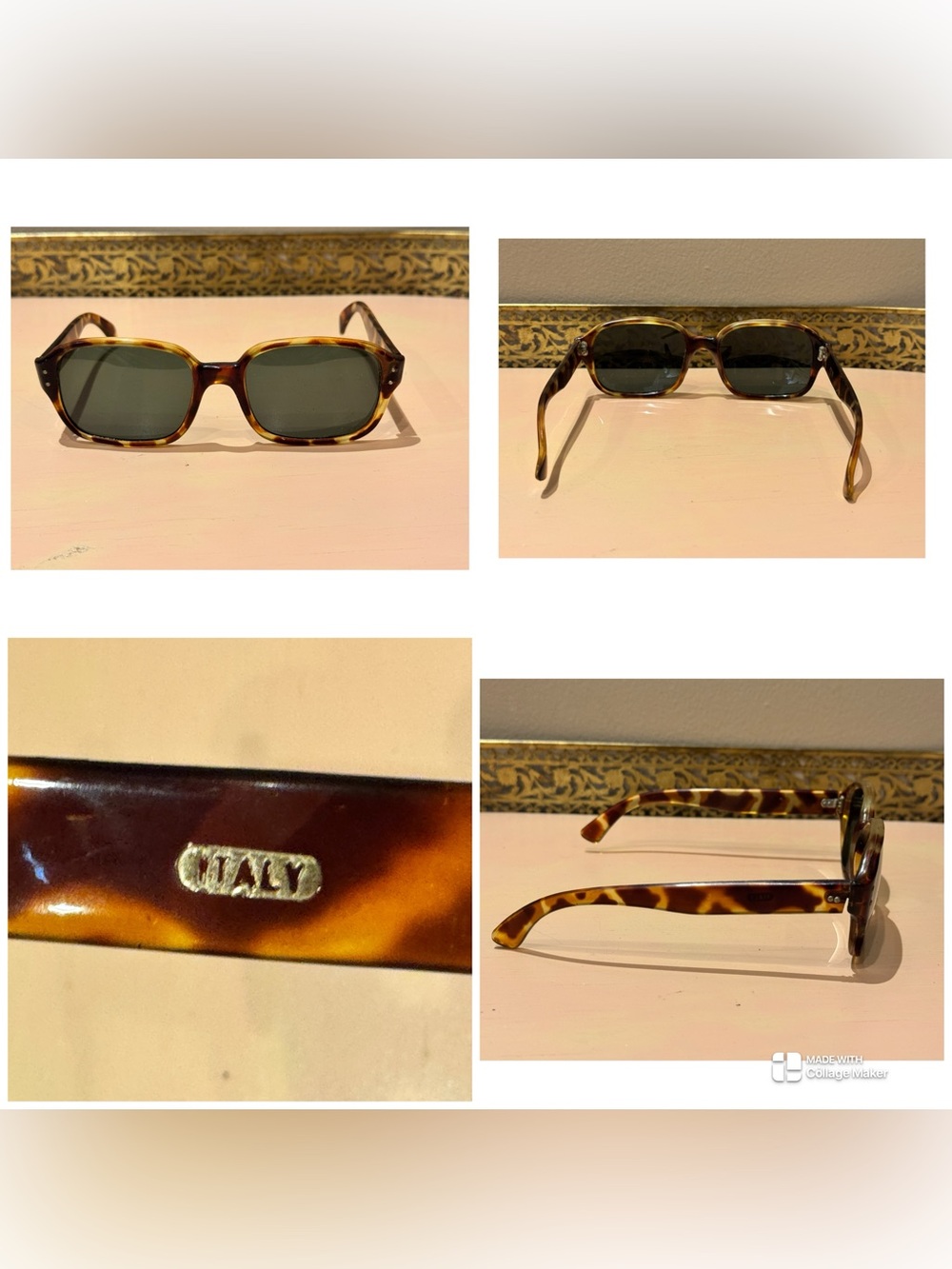 Vintage 1960s Italian Tortoiseshell Sunglasses – Rectangular Acetate Frame